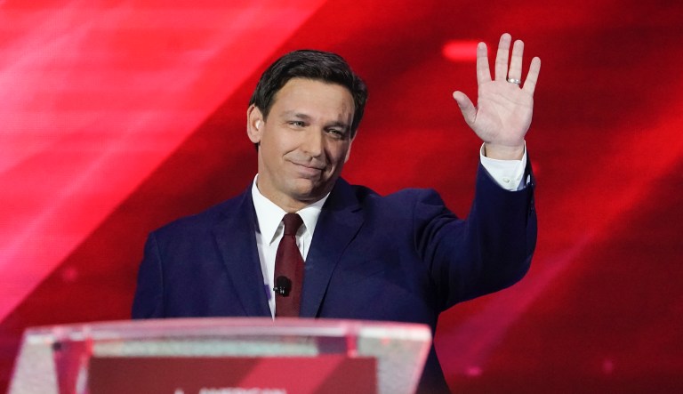 Florida Gov. Ron DeSantis waves as he is introduced at the Conservative Political Action Conference (CPAC) Friday, Feb. 26, 2021, in Orlando, Fla.