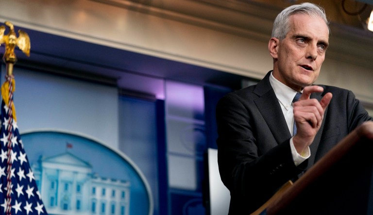 Veterans Affairs Secretary Denis McDonough speaks during a press briefing at the White House, Thursday, March 4, 2021, in Washington.