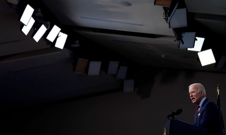 President Joe Biden speaks during an event on the American Jobs Plan in the South Court Auditorium on the White House campus, Wednesday, April 7, 2021, in Washington.