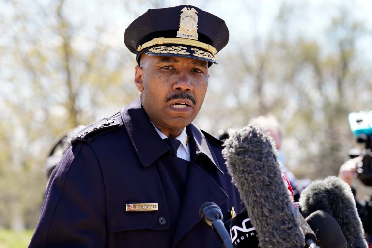 FILE - In this April 2, 2021, file photo, Washington Metropolitan Police Department chief Robert Contee speaks during a news conference in Washington.