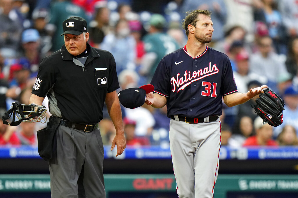 One, two, three sticky substance checks for Max Scherzer lead to staredown and ejection of Phillies manager