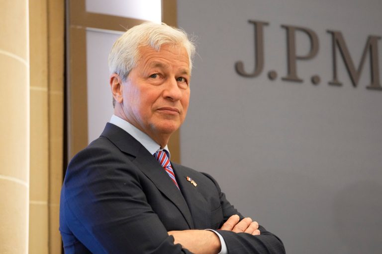 JP Morgan CEO Jamie Dimon looks on during the inauguration the new French headquarters of JP Morgan bank Tuesday, June 29, 2021 in Paris.