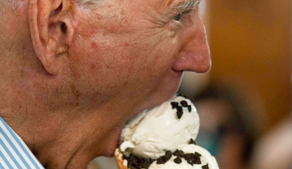 SEE IT: Ice cream-devouring Biden lights up Times Square