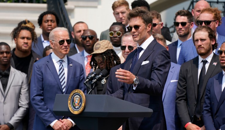 Tom Brady takes shot at Trump election claims during White House Super Bowl ceremony