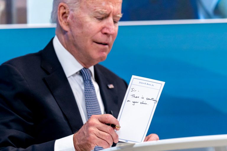 ‘Sir, there is something on your chin’: Biden bailed out by staffer for apparent crumb on face