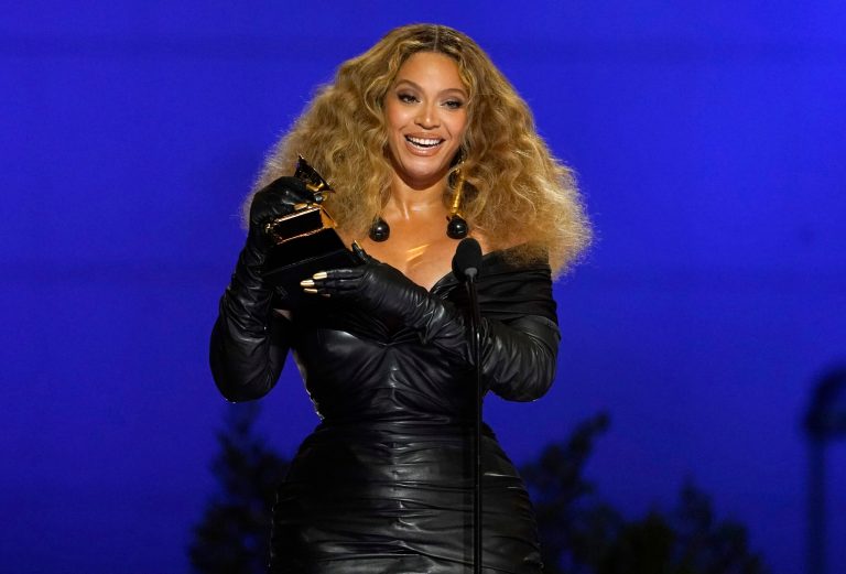 FILE - Beyonce accepts the award for best R&B performance for "Black Parade" at the 63rd annual Grammy Awards on March 14, 2021. The singer's newest album, "Renaissance," leaked two days before it's July 29, 2022 release. (AP Photo/Chris Pizzello, File)