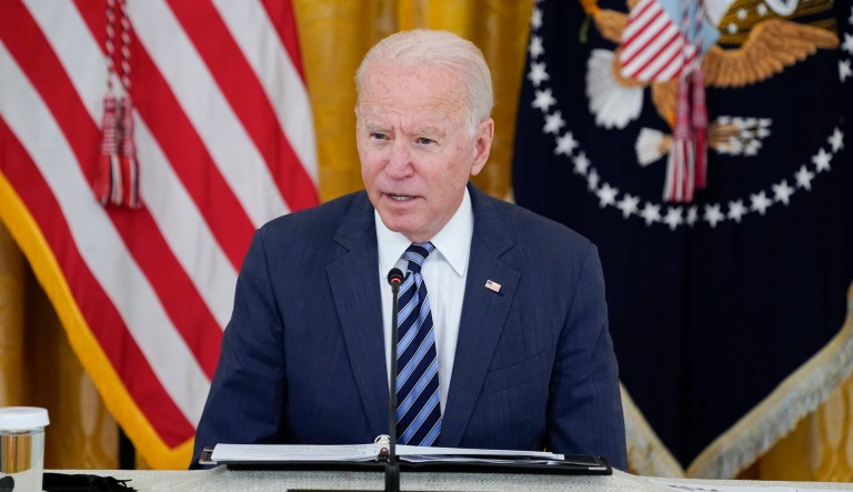 President Joe Biden speaks during a meeting about cybersecurity, in the East Room of the White House, Wednesday, Aug. 25, 2021, in Washington.