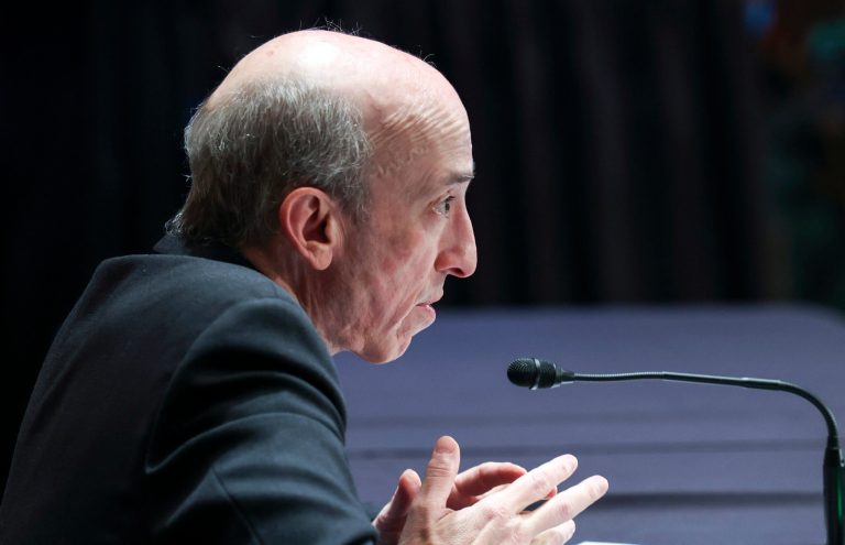Securities and Exchange Commission Chairman Gary Gensler speaks during a Senate Banking, Housing, and Urban Affairs Committee hearing on 