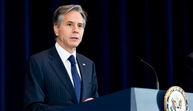 Secretary of State Antony Blinken speaks during a news conference with Australian Minister of Defense Peter Dutton, Australian Foreign Minister Marise Payne and Defense Secretary Lloyd Austin at the State Department in Washington, Thursday, Sept. 16, 2021.