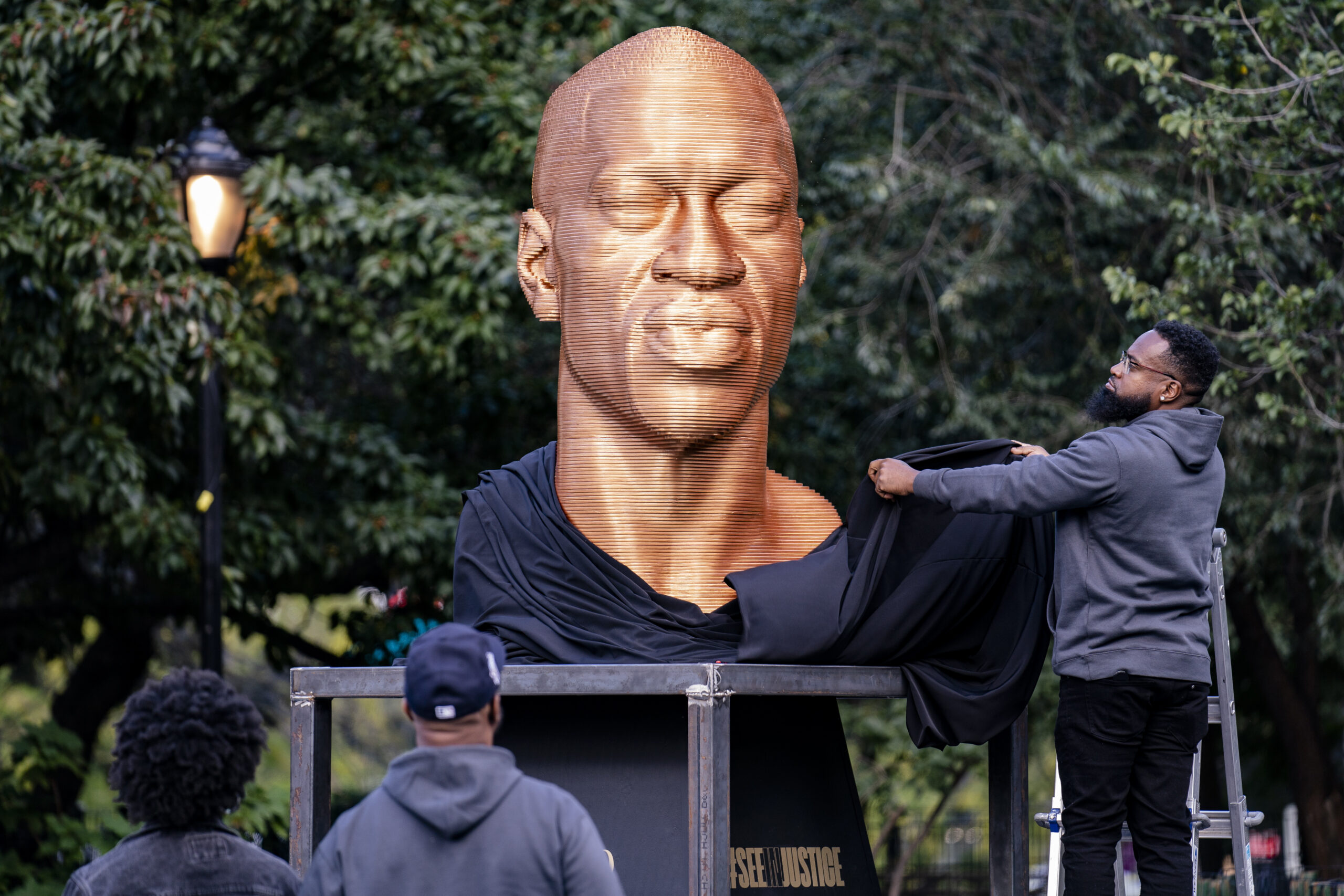 George Floyd statue in New York vandalized days after unveiling