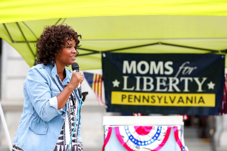 Kathy Barnette, Republican U.S. Senate candidate, speaks at a Moms for Liberty rally at the state Capitol in Harrisburg, Pennsylvania on October 9, 2021. (Photo by Paul Weaver/Sipa USA)(Sipa via AP Images)