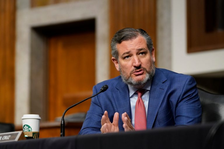 Sen. Ted Cruz, R-Texas, speaks during a hearing to examine the nomination of Nicholas Burns to U.S. Ambassador to China during a Senate Foreign Relations Committee on Capitol Hill in Washington, Wednesday, Oct. 20, 2021. 