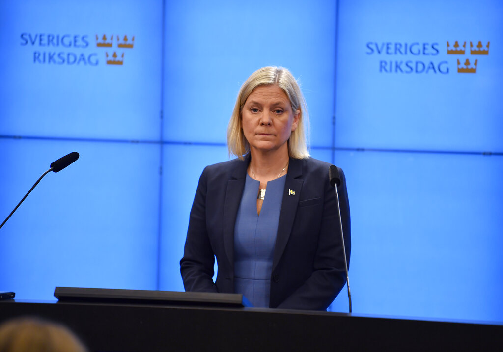 Sweden’s first female prime minister resigns mere hours after appointment