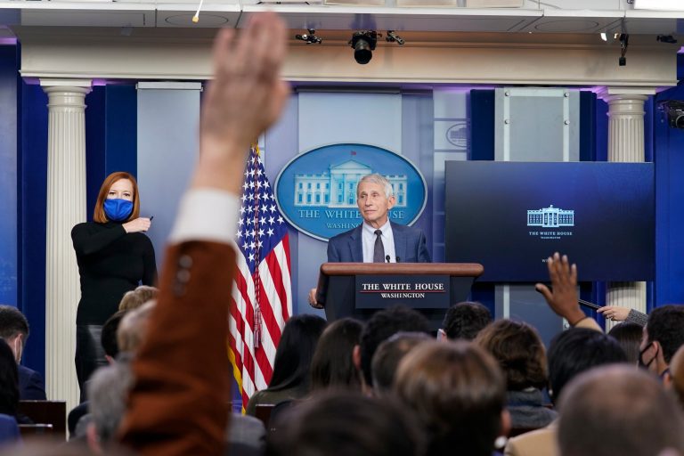 Fauci touts vaccinations and boosters as omicron defense in White House press briefing room return