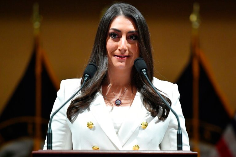 Rep. Sara Jacobs, D-Calif., speaks as members of Congress share recollections of the Jan. 6, 2021, assault on the U.S. Capitol on the one year anniversary of the attack Thursday, Jan. 6, 2022. 