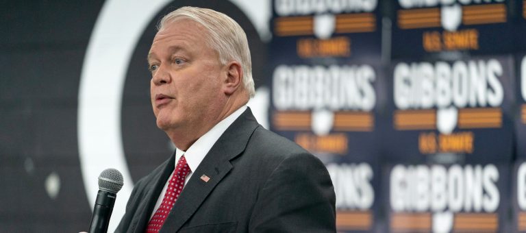 Senatorial candidate Mike Gibbons speaks to supporters during a campaign rally in Maineville, Ohio, on Friday.