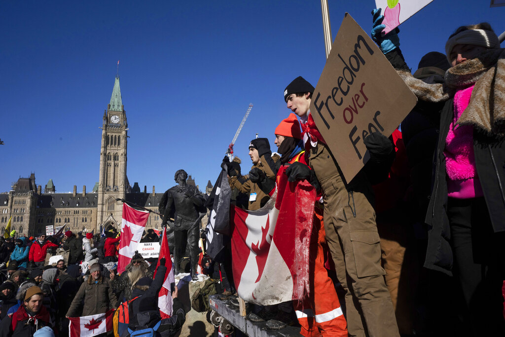 Virus Outbreak Canada Protest