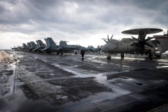 Fighter jet blows off USS Truman during bad weather