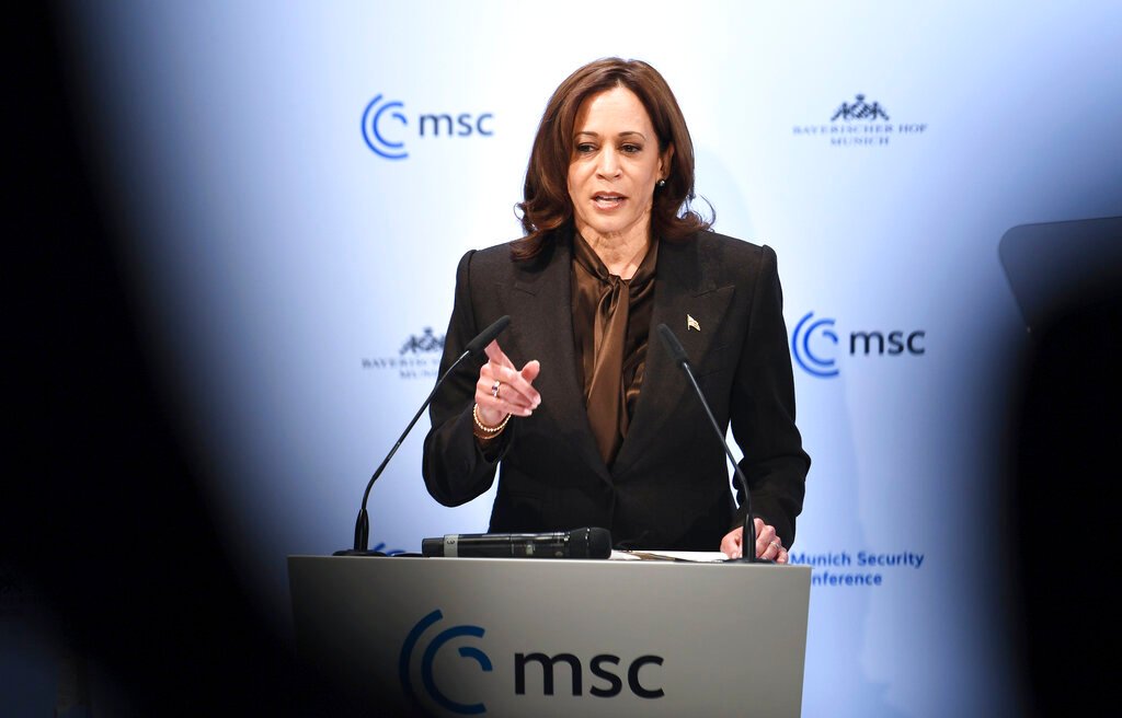 Harris warns Russia in Munich address