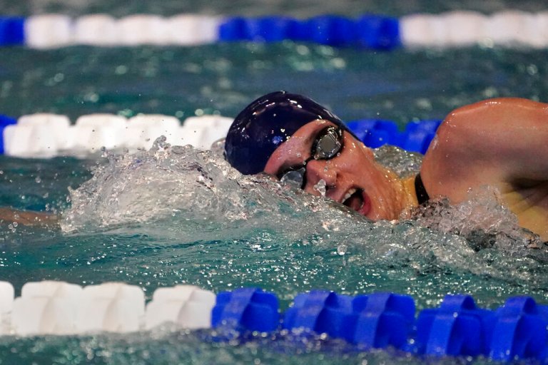 Pennsylvania's Lia Thomas competes in a preliminary heat in the 500-yard freestyle at the NCAA women's swimming and diving championships Thursday, March 17, 2022, in at Georgia Tech in Atlanta. 