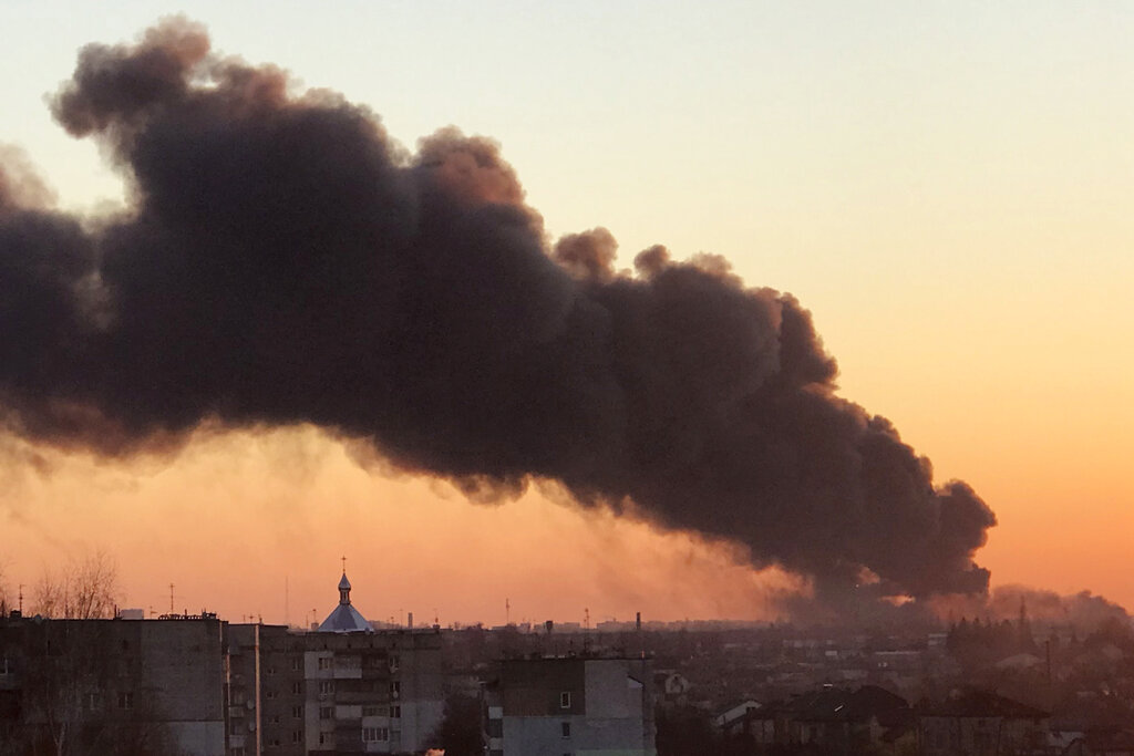 Multiple Russian cruise missiles strike near Lviv airport in western Ukraine