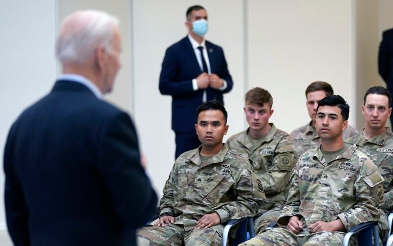 WATCH: Biden fumbles while talking to US troops headed to Ukraine