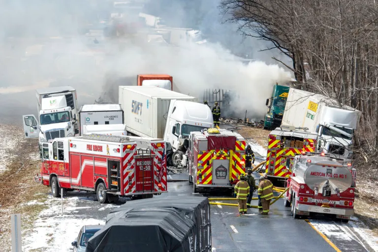 At least three killed in 50-car pileup on I-81 in Pennsylvania