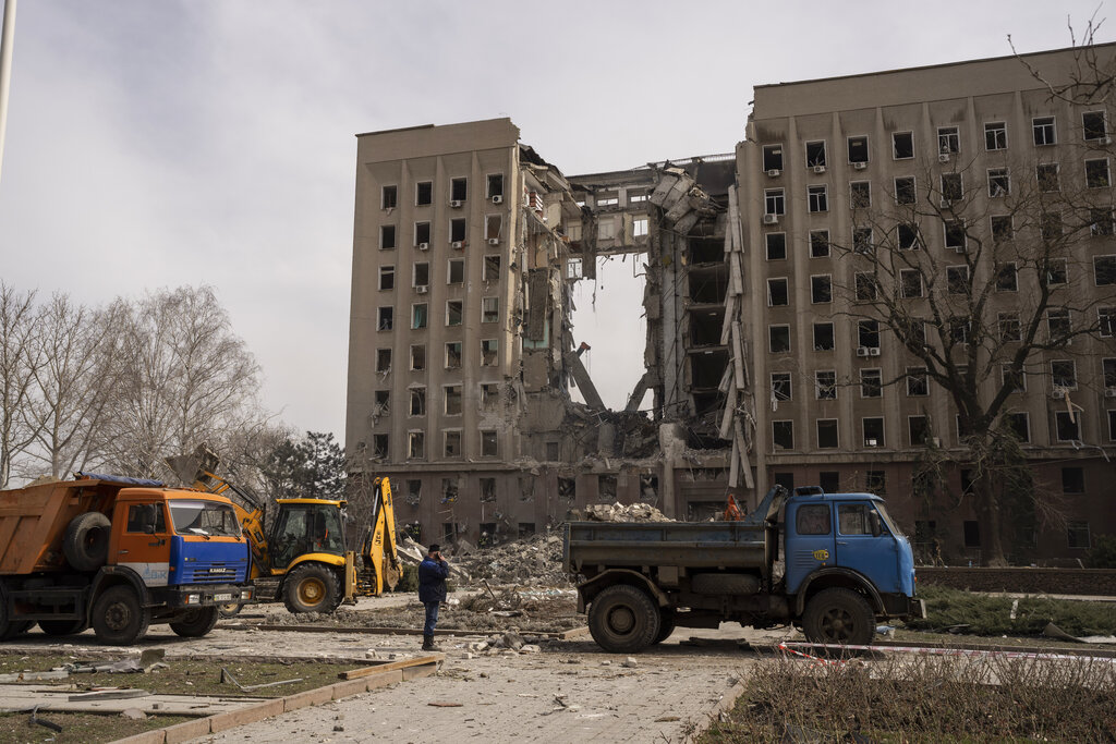 The regional government headquarters of Mykolaiv, Ukraine, has been damaged after a Russian attack.
