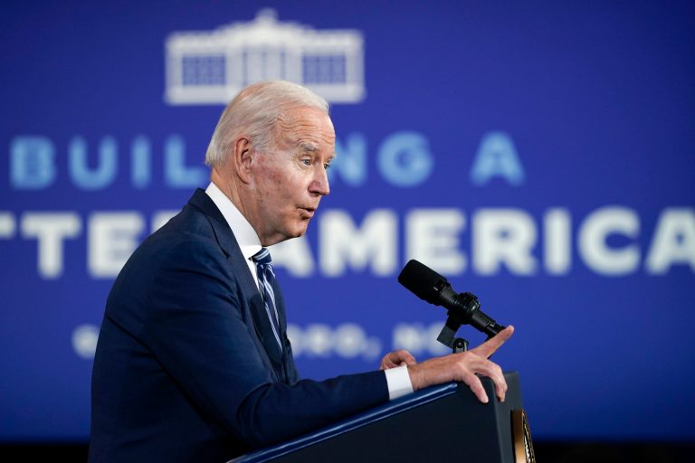 President Joe Biden speaks at North Carolina Agricultural and Technical State University, in Greensboro, North Carolina, on Thursday.