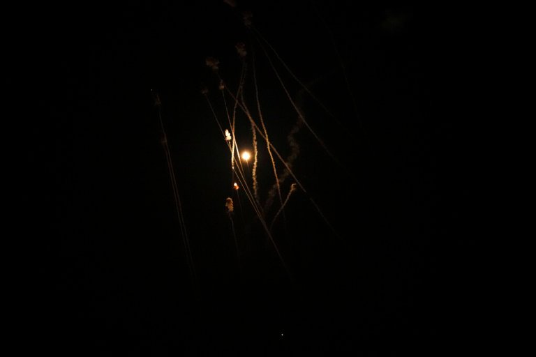 Israel's Iron Dome air defense system launches missiles to intercept rockets fired from the Gaza Strip toward Israel, over Gaza City, early Thursday, April 21, 2022. 