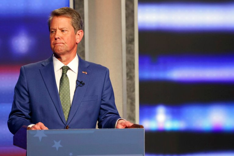 Brian Kemp’s campaign fundraising suspended until after GOP primary, judge rules Georgia Gov. Brian Kemp appears at a Republican gubernatorial debate on Sunday in Atlanta.