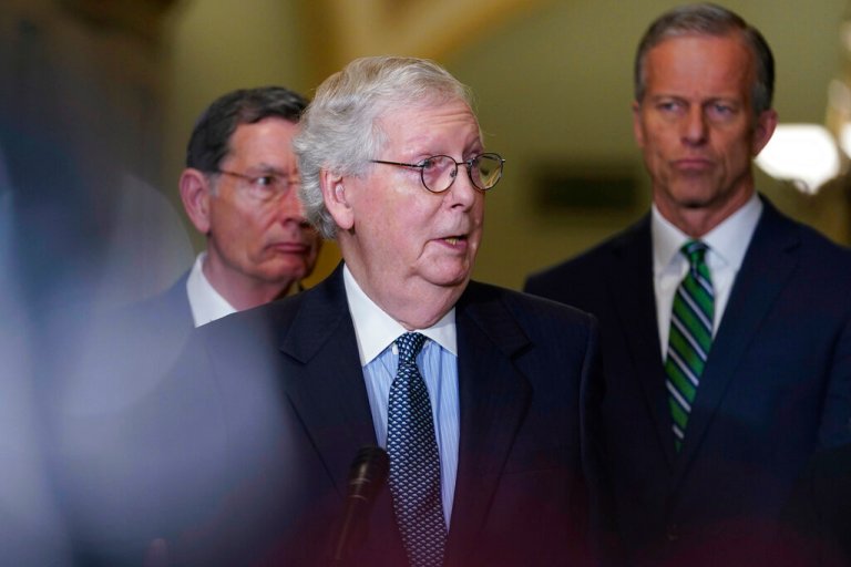 Senate Minority Leader Mitch McConnell, R-Ky.,is at odds with Senate Majority Leader Chuck Schumer over Supreme Court leak. 