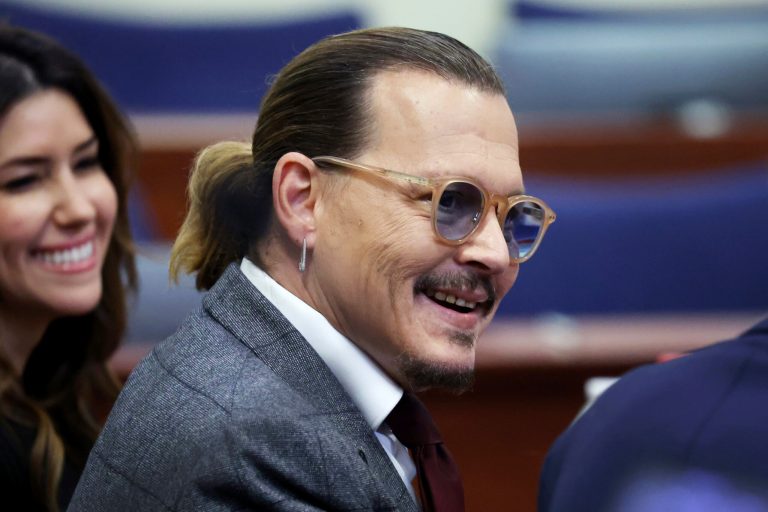 Actor Johnny Depp in the courtroom at the Fairfax County Circuit Court in Fairfax, Virginia.