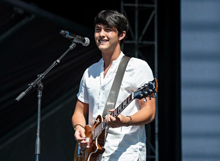 Laine Hardy performs during KAABOO 2019 in San Diego on Sept. 14, 2019. Hardy was arrested on Friday after being accused of putting a listening device in his ex-girlfriendâs college dorm at Louisiana State University. LSU spokesman Ernie Ballard said Hardy faces a felony charge of interception and disclosure of wire, electronic, or oral communication. 
