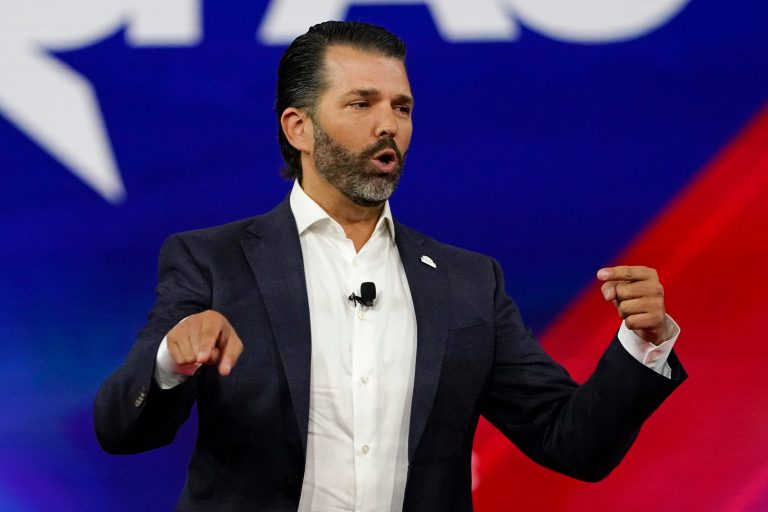 Donald Trump Jr., speaks at the Conservative Political Action Conference (CPAC), Feb. 27, 2022, in Orlando, Fla.  The oldest son of former President Donald Trump has met with the congressional committee investigating the Jan. 6, 2021, insurrection at the U.S. Capitol. That's according to two people familiar with the matter.  (AP Photo/John Raoux, File)