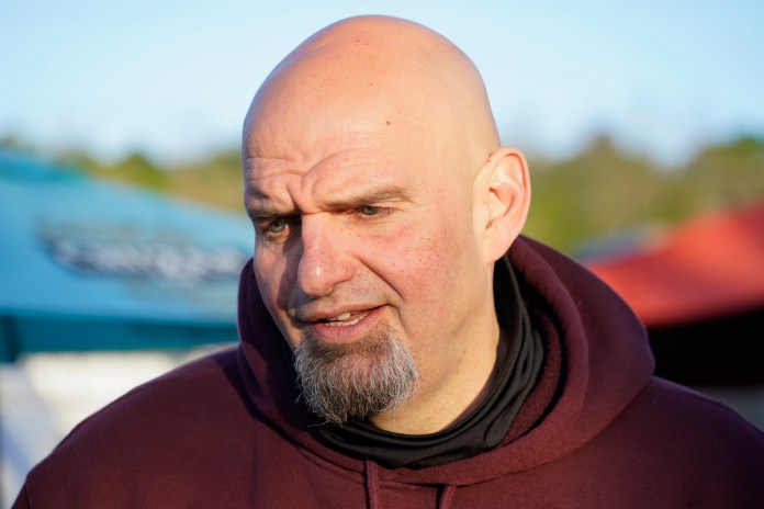 Pennsylvania Lt. Governor John Fetterman, who won the Democratic nomination to run for the U.S. Senate for Pennsylvania, at a campaign stop Friday, May 10, 2022 in Greensburg, Pa. In a statement released through the campaign on Friday June 3, Fetterman's cardiologist, Dr. Ramesh Chandra, said Fetterman, who is recovering from a stroke, also has cardiomyopathy, in which the heart muscle becomes weakened and enlarged. 