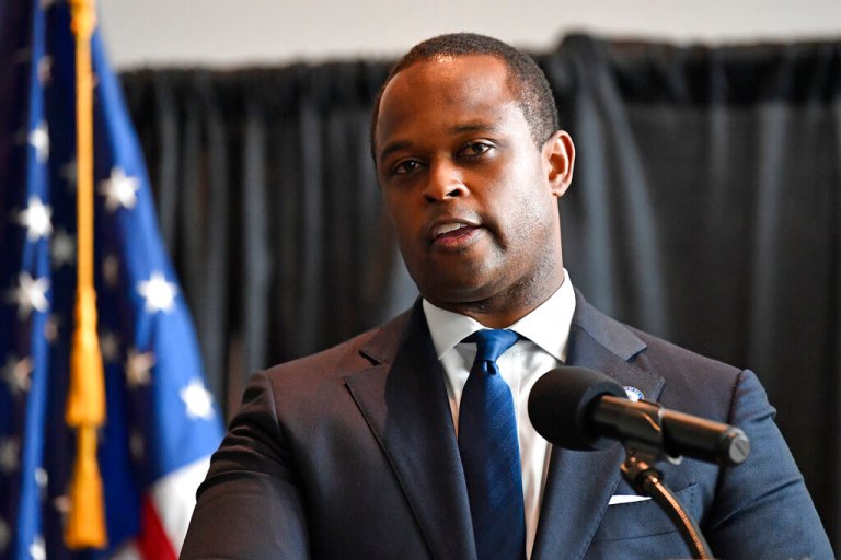 Kentucky Attorney General Daniel Cameron speaks during a news conference in Frankfort, Kentucky, on Sept. 23, 2020.