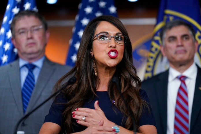 Rep. Lauren Boebert, R-Colo., speaking on the Second Amendment on June 8, 2022, is being targeted by crossover voting.