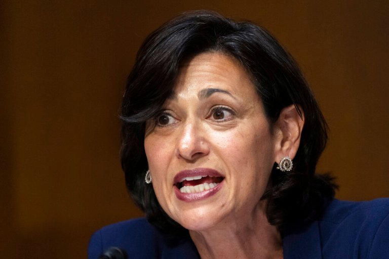 FILE - Dr. Rochelle Walensky, director of the Centers for Disease Control and Prevention, testifies during a Senate Health, Education, Labor, and Pensions Committee hearing to examine an update on the federal response to COVID-19, June 16, 2022, on Capitol Hill in Washington. 