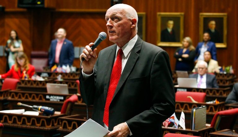 Donald Trump blasted Arizona Speaker of the House Rusty Bowers before Bowers appeared before the Jan. 6 committee on Tuesday.  (AP Photo/Ross D. Franklin, File)