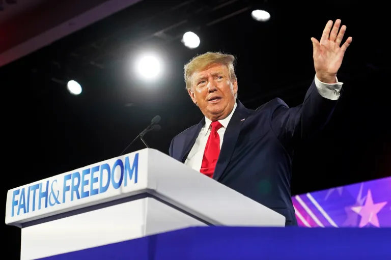Former President Donald Trump speaks at the Road to Majority Conference on June 17 in Tennessee.