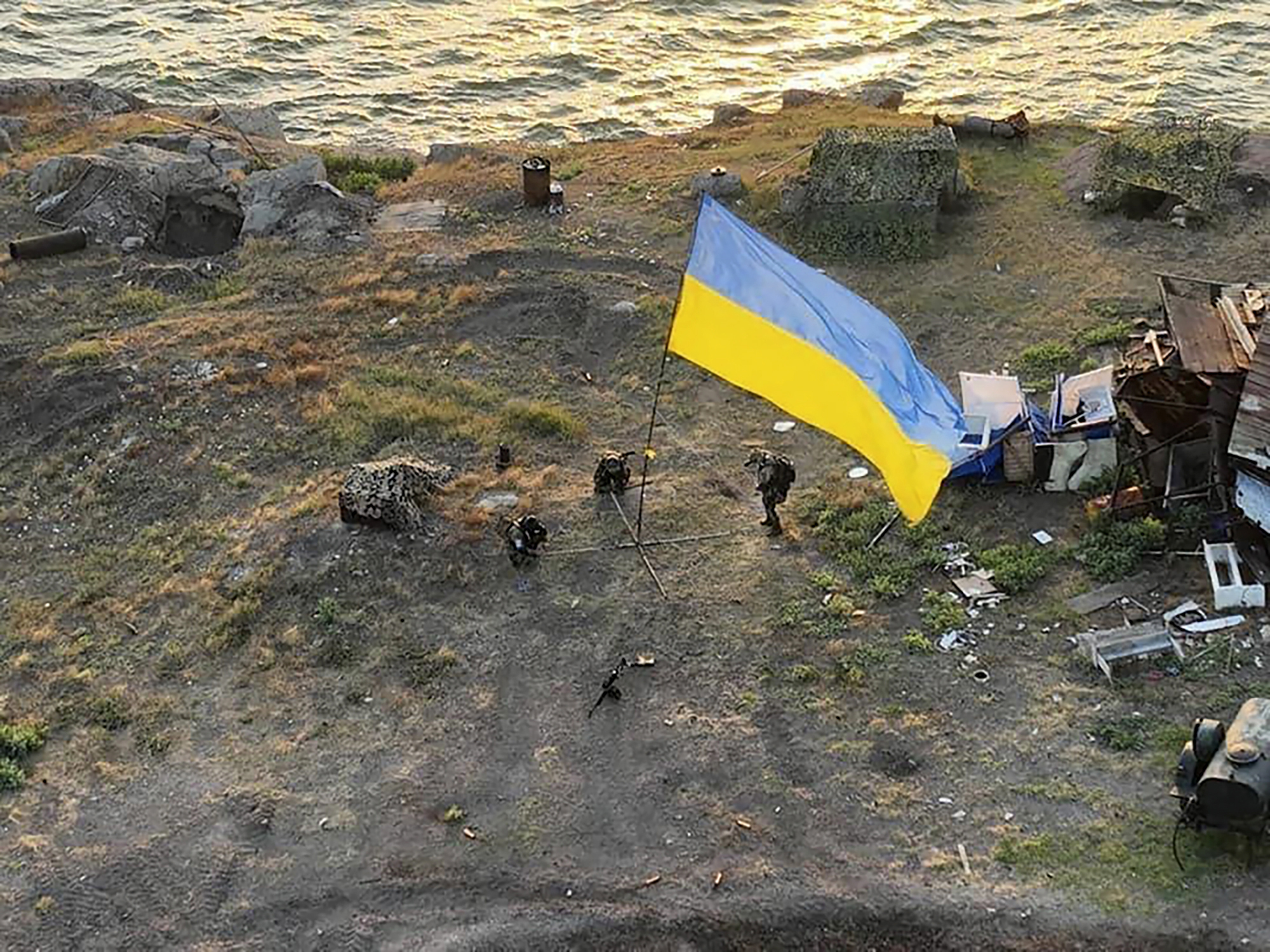 Ukrainian soldiers raise country’s flag on reclaimed ‘Snake Island’
