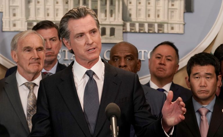 California Gov. Gavin Newsom appears in a news conference in Sacramento, California, on May 25, 2022.