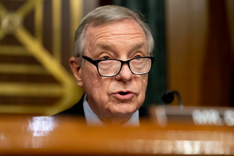 Chairman Sen. Dick Durbin, D-Ill., speaks during a Senate Judiciary Committee Hearing to examine a post-Roe America, focusing on the legal consequences of the Dobbs decision, on Capitol Hill in Washington, Tuesday, July 12, 2022. Durbin announced on Thursday, July 28, 2022 he tested positive for COVID-19. (AP Photo/Andrew Harnik)