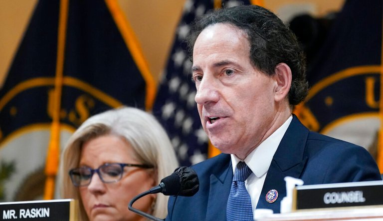 Vice Chair Liz Cheney, R-Wyo., left, listens as Rep. Jamie Raskin, D-Md., speaks as the House select committee investigating the Jan. 6 attack on the U.S. Capitol holds a hearing at the Capitol. (AP Photo/J. Scott Applewhite)