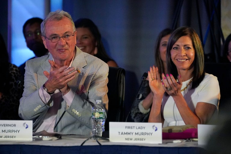 Gov. Phil Murphy (D-NJ) and first lady Tammy Murphy attend the National Governors Association summer meeting, Friday, July 15, 2022, in Portland, Maine.