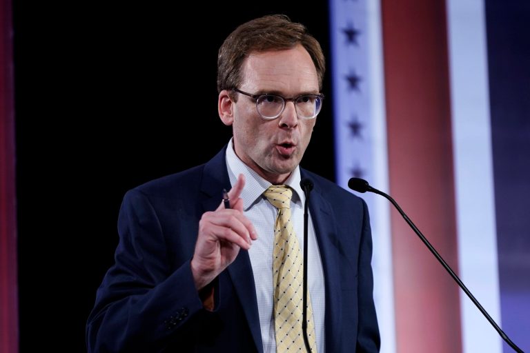 Tom Nelson participates in a televised Wisconsin Democratic U.S. Senate debate, Sunday, July 17, 2022, in Milwaukee. Nelson dropped out of the primary race on July 25, 2022. (AP Photo/Morry Gash)