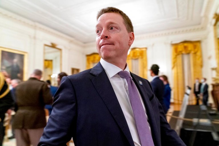 Former deputy national security adviser Matthew Pottinger departs after President Donald Trump awarded the Medal of Honor to Army Sgt. Maj. Thomas P. Payne in the East Room of the White House, Sept. 11, 2020, in Washington. 