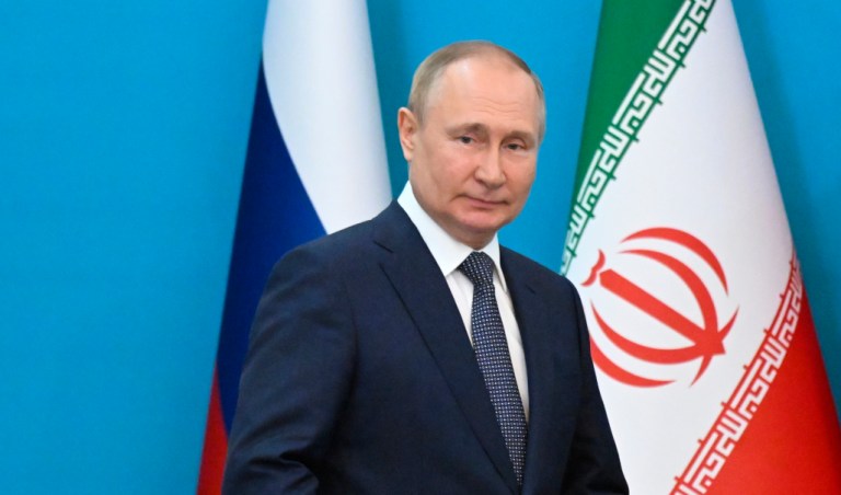 Russian President Vladimir Putin arrives to attend a joint news conference with Iranian President Ebrahim Raisi and Turkish President Recep Tayyip Erdogan following their talks at the Saadabad palace, in Tehran, Iran, Tuesday, July 19, 2022.