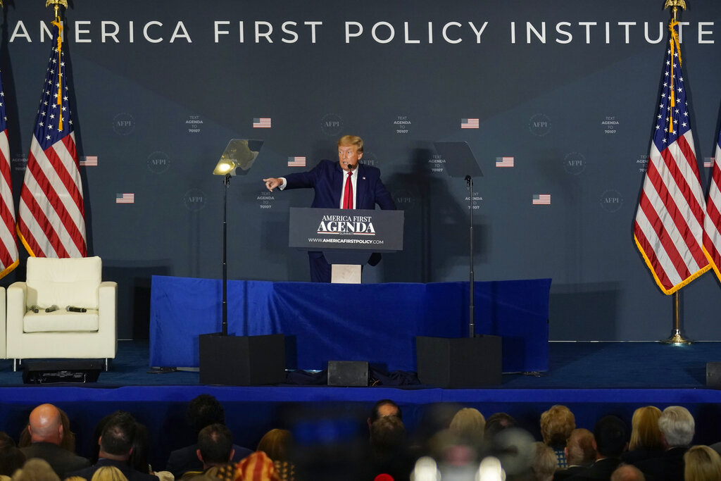 Protesters pack hotel ahead of Trump’s first DC speech since leaving office